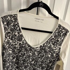 Coldwater Creek Black and Cream Long Sleeve Top